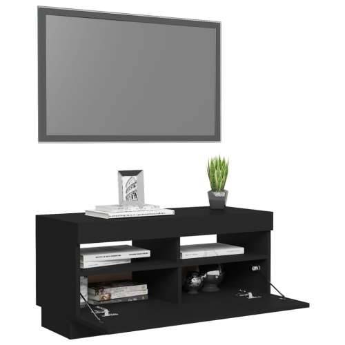 TV ormarić s LED svjetlima crni 80x35x40 cm - Crna 1 80 cm Cijena