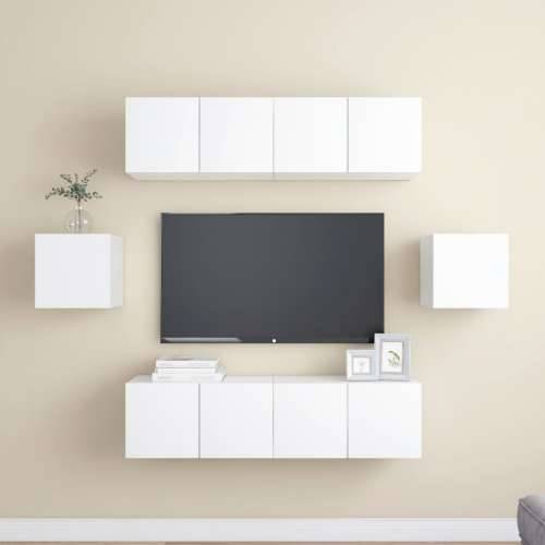 6-dijelni set TV ormarića bijeli od konstruiranog drva - Bijela 6 60 cm Cijena
