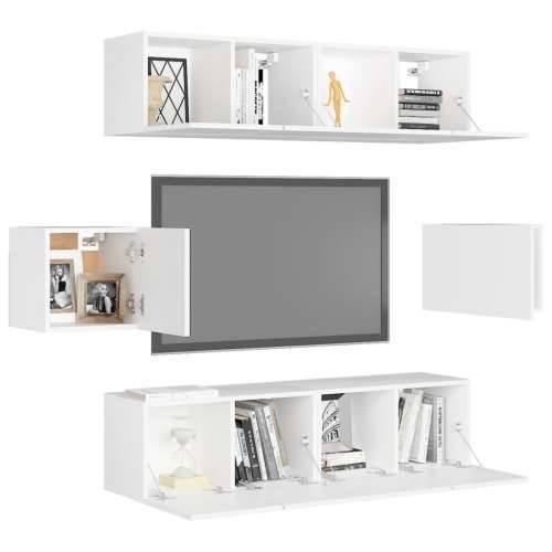 6-dijelni set TV ormarića bijeli od konstruiranog drva - Bijela 6 60 cm Cijena