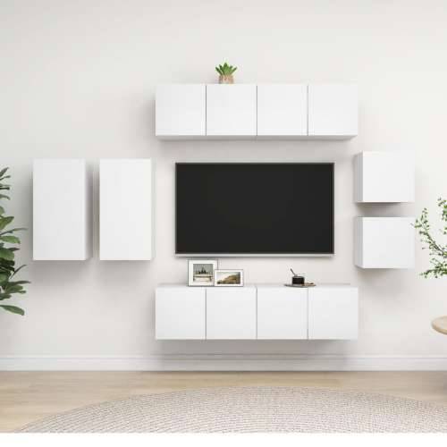 8-dijelni set TV ormarića bijeli od konstruiranog drva - Bijela 8 60 cm Cijena