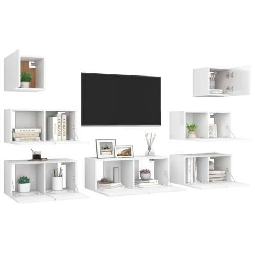 7-dijelni set TV ormarića bijeli od konstruiranog drva - Bijela 7 80 cm Cijena