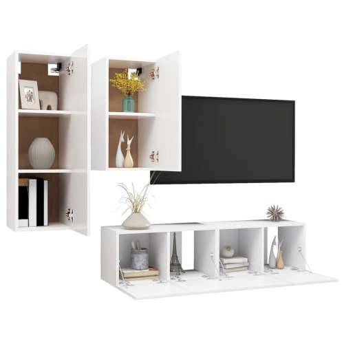 4-dijelni set TV ormarića bijeli od konstruiranog drva - Bijela 4 60 cm Cijena