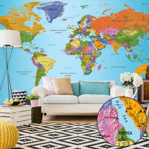 Foto tapeta XXL - World Map: Colourful Geography II 500x280 Cijena