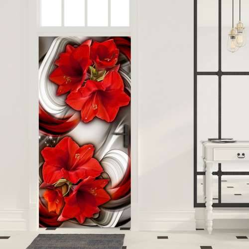 Foto tapeta za vrata - Photo wallpaper - Abstraction and red flowers I 100x210 Cijena