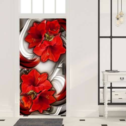 Foto tapeta za vrata - Photo wallpaper - Abstraction and red flowers I 90x210 Cijena