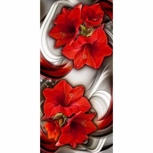 Foto tapeta za vrata - Photo wallpaper - Abstraction and red flowers I 80x210 Cijena
