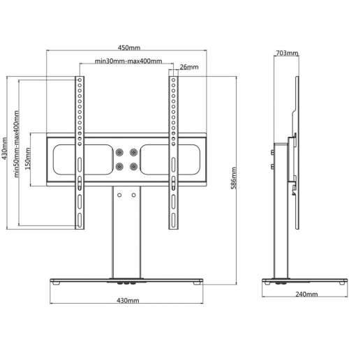 TV stalak za zaslon od 26-42 inča maks. VESA 400 x 400 mm 30 kg - Crna 400 x 400 mm 1 S bazom Cijena