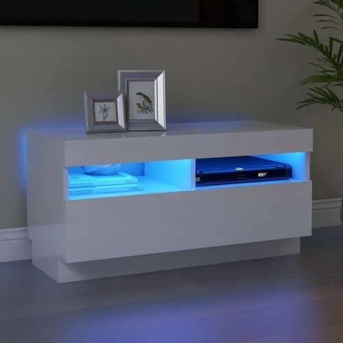 TV ormarić s LED svjetlima visoki sjaj bijeli 80 x 35 x 40 cm - Visoko sjajno bijela 1 80 cm Cijena