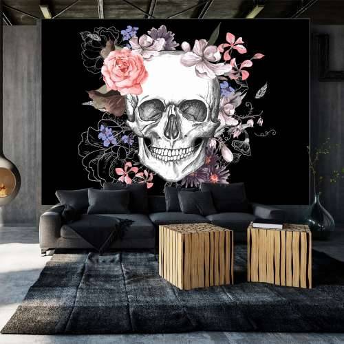 Samoljepljiva foto tapeta - Skull and Flowers 441x315 Cijena
