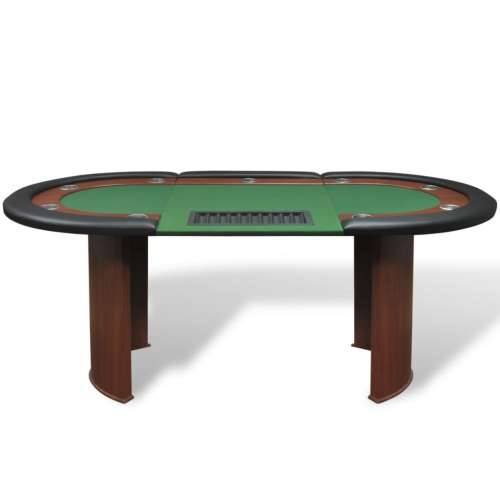 Stol za Poker za 10 Igrača s Prostorom za Djelitelja i Držačem Žetona Zeleni Cijena