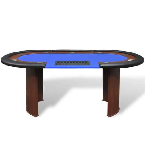 Stol za Poker za 10 Igrača s Prostorom za Djelitelja i Držačem Žetona Plavi Cijena