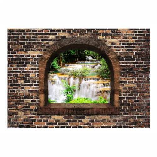 Samoljepljiva foto tapeta - Stony Window: Waterfalls 98x70 Cijena