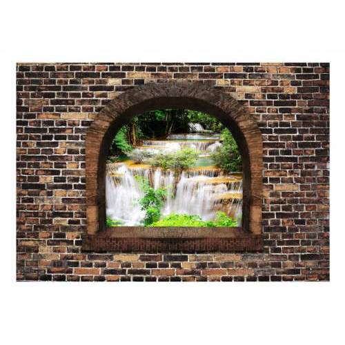 Samoljepljiva foto tapeta - Stony Window: Waterfalls 196x140 Cijena