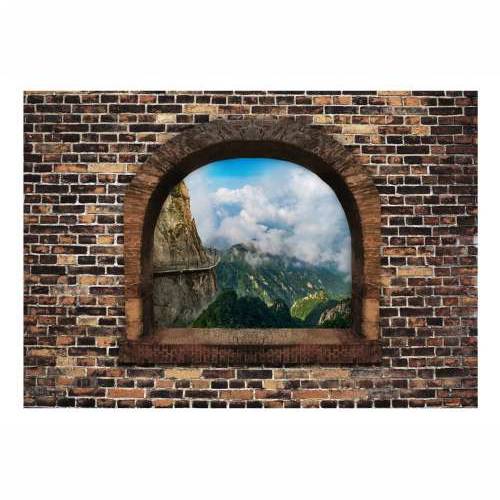 Samoljepljiva foto tapeta - Stony Window: Mountains 196x140 Cijena