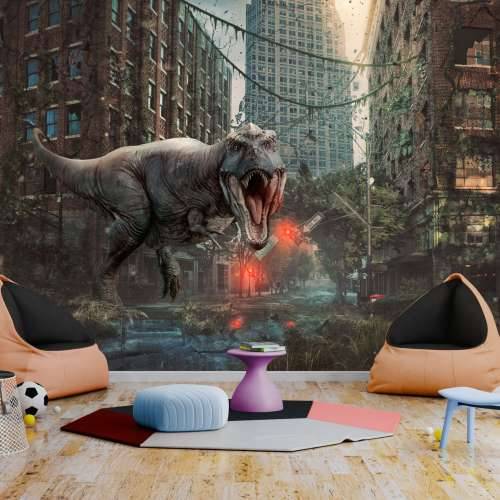 Samoljepljiva foto tapeta - Dinosaur in the City 98x70