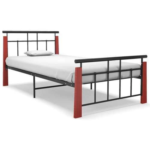 Okvir za krevet od metala i masivne hrastovine 100 x 200 cm  - Tamno smeđa 100 x 200 cm Cijena
