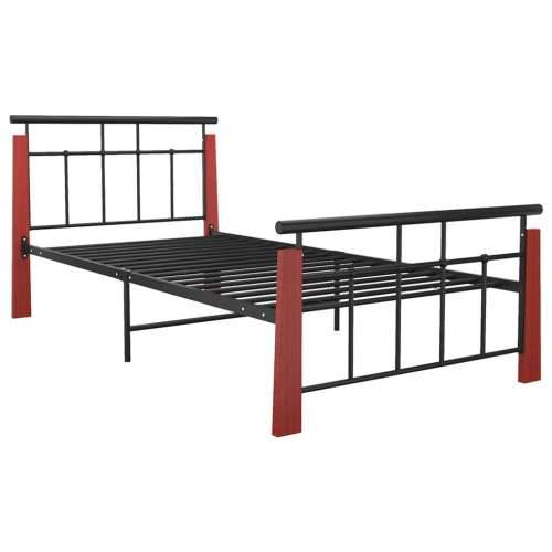 Okvir za krevet od metala i masivne hrastovine 100 x 200 cm  - Tamno smeđa 100 x 200 cm Cijena