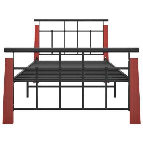 Okvir za krevet od metala i masivne hrastovine 100 x 200 cm  - Tamno smeđa 100 x 200 cm Cijena