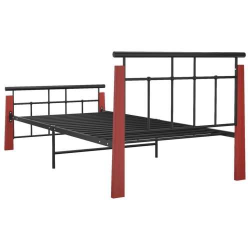 Okvir za krevet od metala i masivne hrastovine 100 x 200 cm  - Tamno smeđa 100 x 200 cm Cijena