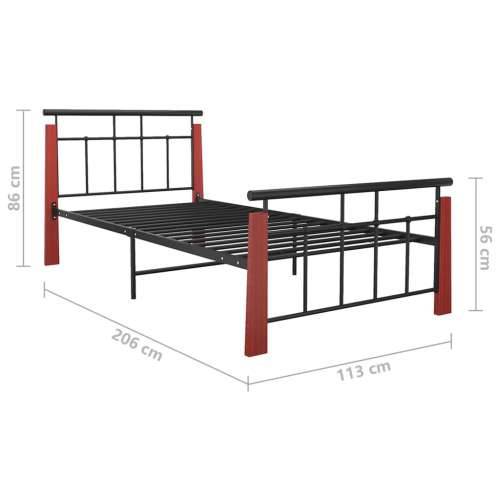 Okvir za krevet od metala i masivne hrastovine 100 x 200 cm  - Tamno smeđa 100 x 200 cm Cijena