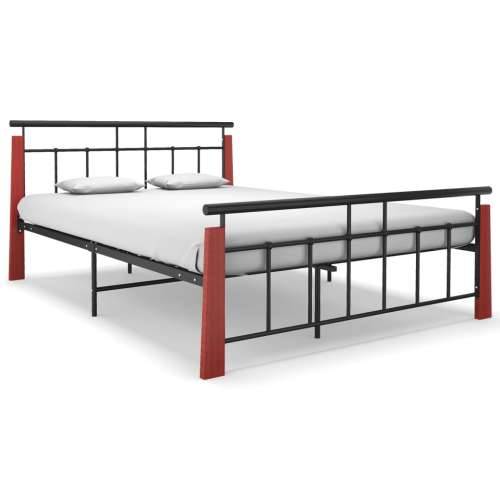 Okvir za krevet od metala i masivne hrastovine 140 x 200 cm  Tamno smeđa 140 x 200 cm Cijena