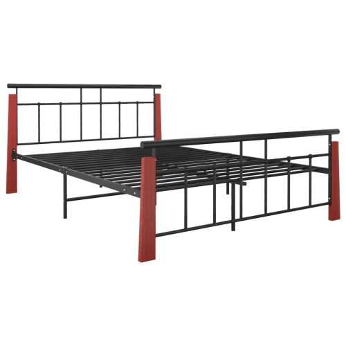 Okvir za krevet od metala i masivne hrastovine 140 x 200 cm  Tamno smeđa 140 x 200 cm Cijena