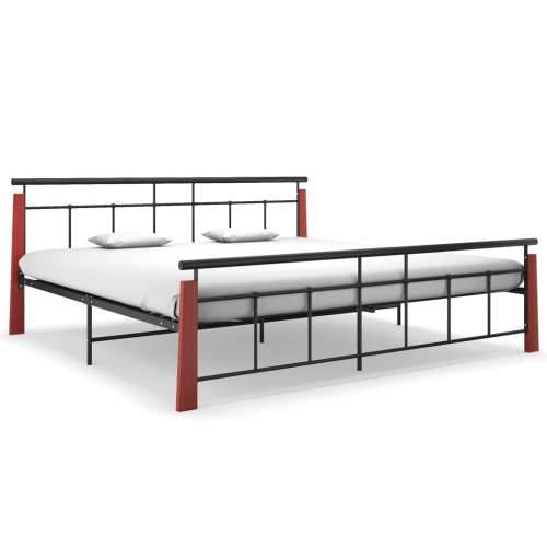 Okvir za krevet od metala i masivne hrastovine 200 x 200 cm  - Tamno smeđa 200 x 200 cm Cijena