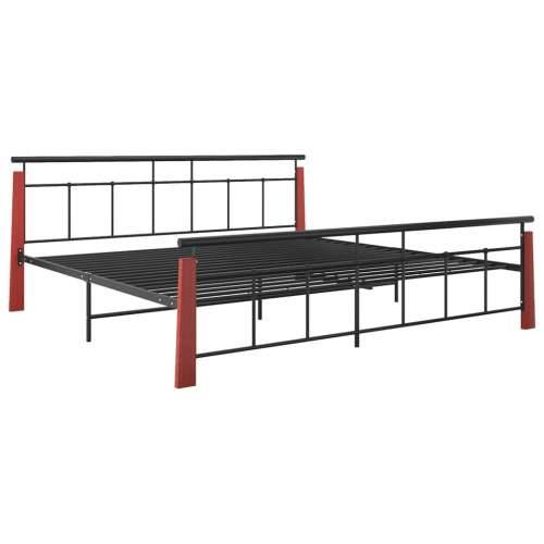 Okvir za krevet od metala i masivne hrastovine 200 x 200 cm  - Tamno smeđa 200 x 200 cm Cijena
