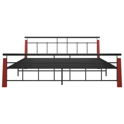 Okvir za krevet od metala i masivne hrastovine 200 x 200 cm  - Tamno smeđa 200 x 200 cm Cijena