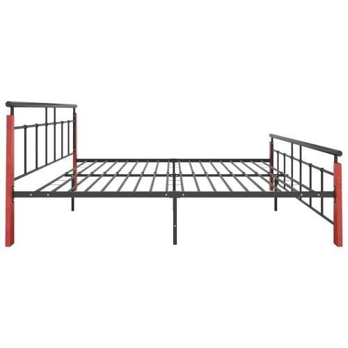 Okvir za krevet od metala i masivne hrastovine 200 x 200 cm  - Tamno smeđa 200 x 200 cm Cijena