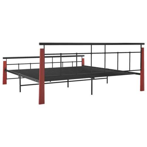 Okvir za krevet od metala i masivne hrastovine 200 x 200 cm  - Tamno smeđa 200 x 200 cm Cijena