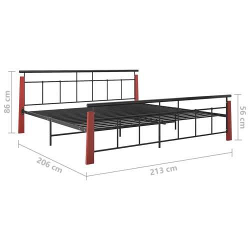 Okvir za krevet od metala i masivne hrastovine 200 x 200 cm  - Tamno smeđa 200 x 200 cm Cijena