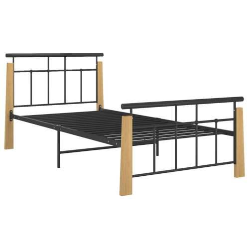 Okvir za krevet od metala i masivne hrastovine 90 x 200 cm - Svjetlosmeđa 90 x 200 cm Cijena