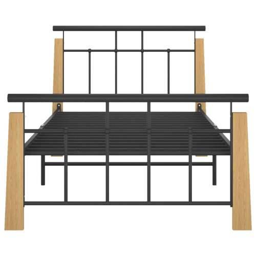 Okvir za krevet od metala i masivne hrastovine 90 x 200 cm - Svjetlosmeđa 90 x 200 cm Cijena