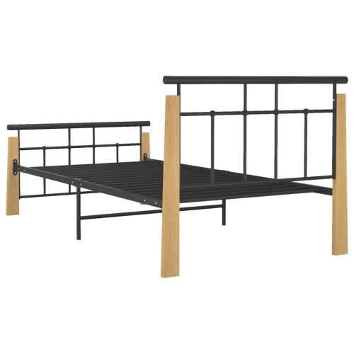Okvir za krevet od metala i masivne hrastovine 90 x 200 cm - Svjetlosmeđa 90 x 200 cm Cijena