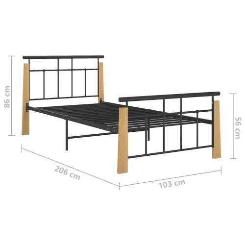 Okvir za krevet od metala i masivne hrastovine 90 x 200 cm - Svjetlosmeđa 90 x 200 cm Cijena