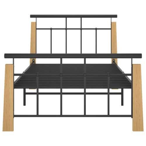 Okvir za krevet od metala i masivne hrastovine 100 x 200 cm  - Svjetlosmeđa 100 x 200 cm Cijena