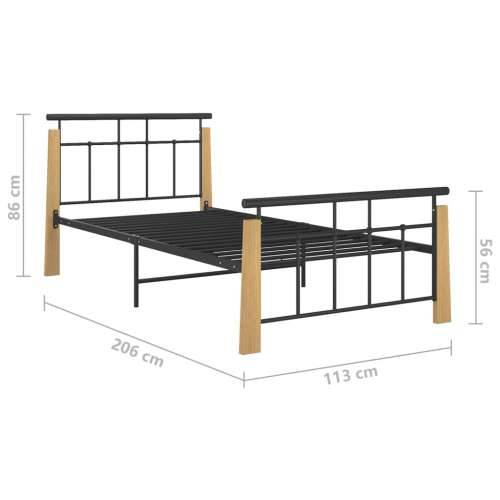 Okvir za krevet od metala i masivne hrastovine 100 x 200 cm  - Svjetlosmeđa 100 x 200 cm Cijena