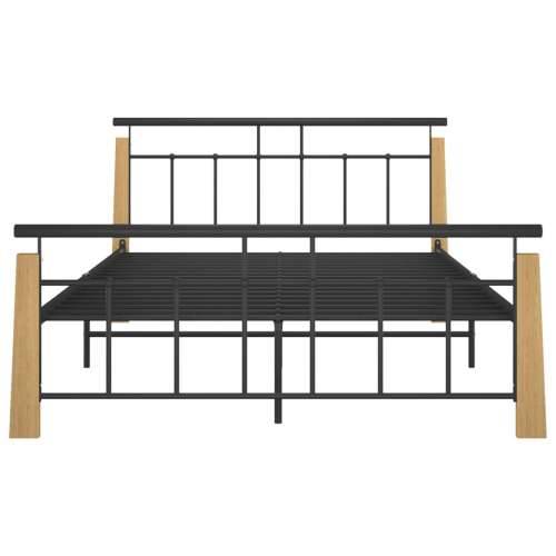 Okvir za krevet od metala i masivne hrastovine 140 x 200 cm  Svjetlosmeđa 140 x 200 cm Cijena