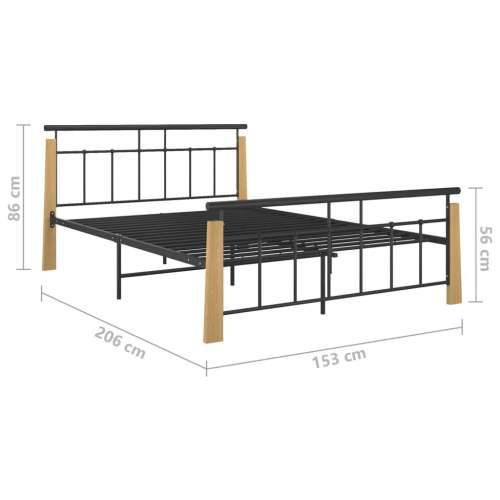 Okvir za krevet od metala i masivne hrastovine 140 x 200 cm  Svjetlosmeđa 140 x 200 cm Cijena