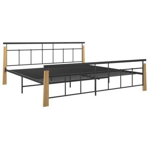 Okvir za krevet od metala i masivne hrastovine 200 x 200 cm  Svjetlosmeđa 200 x 200 cm Cijena