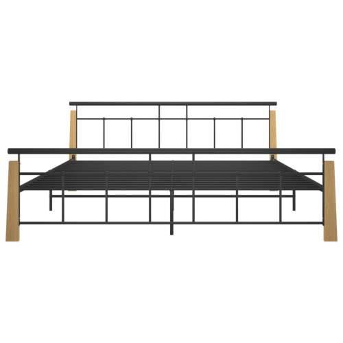 Okvir za krevet od metala i masivne hrastovine 200 x 200 cm  Svjetlosmeđa 200 x 200 cm Cijena
