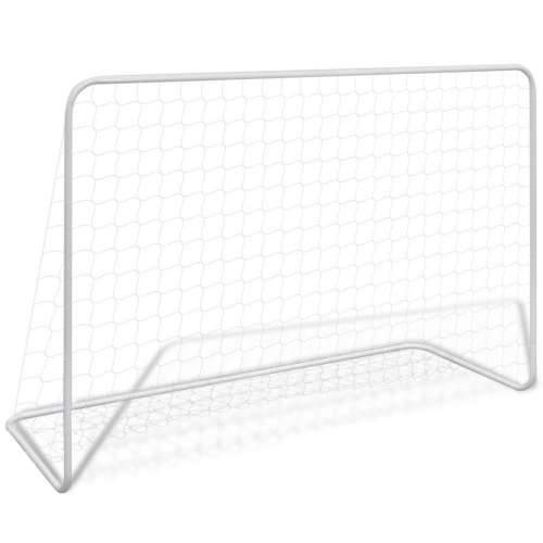 Nogometni gol s mrežom 182 x 61 x 122 cm čelični bijeli Cijena