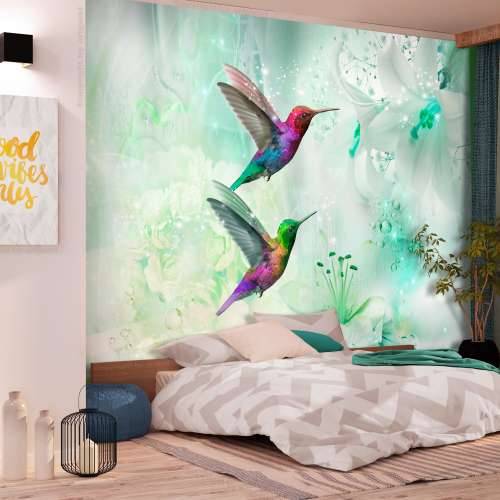 Samoljepljiva foto tapeta - Colourful Hummingbirds (Green) 98x70