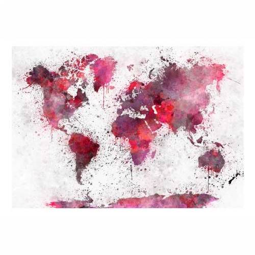 Samoljepljiva foto tapeta - World Map: Red Watercolors 98x70 Cijena