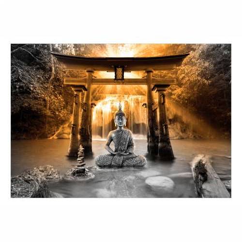 Samoljepljiva foto tapeta - Buddha Smile (Orange) 392x280 Cijena