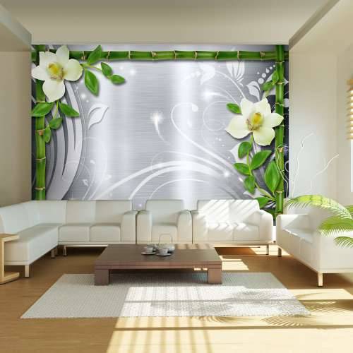 Foto tapeta - Bamboo and two orchids 100x70 Cijena