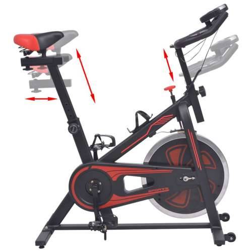 Sobni bicikl za vježbanje sa senzorima pulsa crno-crveni Cijena