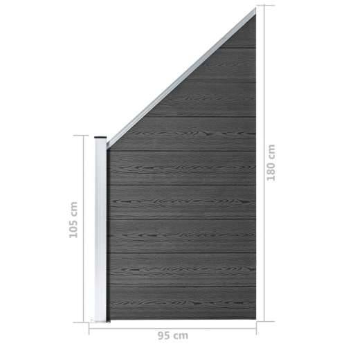 Panel za ogradu WPC 95 x (105 - 180) cm crni Cijena