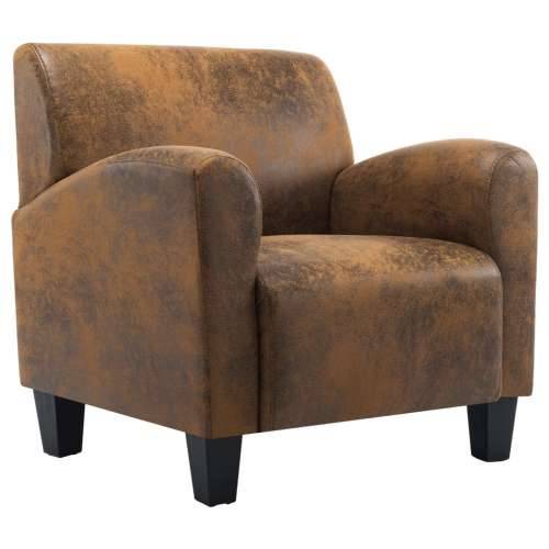 Fotelja od umjetne brušene kože smeđa Cijena